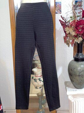 NWT $118 Black Print Stretch Pants LYSSE M